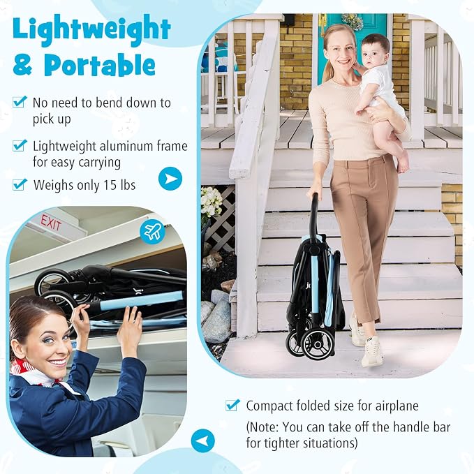 BABY JOY Lightweight Baby Stroller, Compact Travel Stroller - Image 3