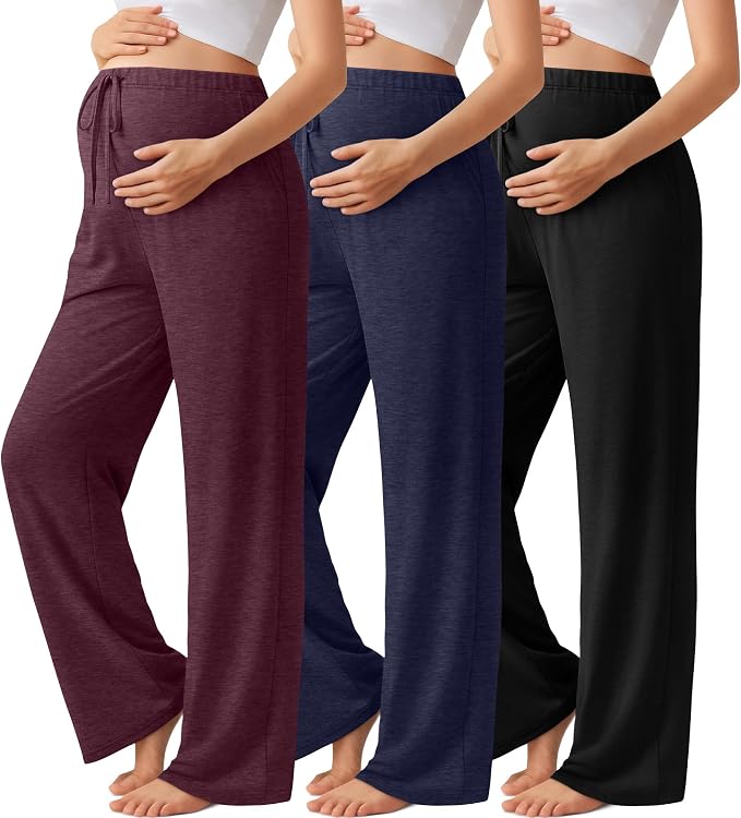 3 Pack Maternity Pants for Women Over The Belly Lounge Work Pregnancy Pants by Sweetyweee