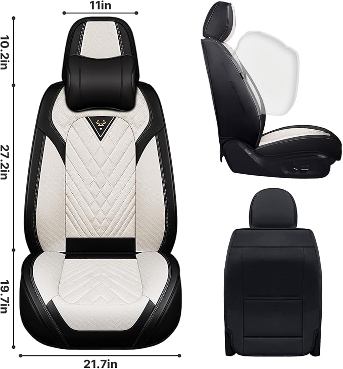 Car Seat Covers, Waterproof Nappa Leather Automotive Seat Covers Full Set - Image 2