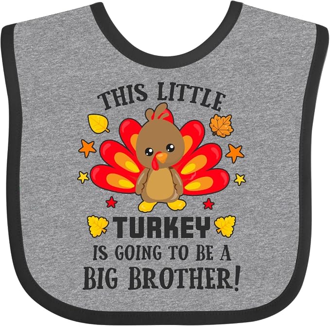 inktastic This Little Turkey Is Going To Be a Big Brother Baby Bib by Inktastic
