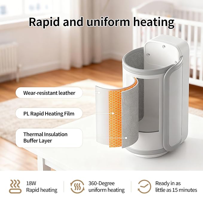 Portable Travel Baby Cordless Bottle Warmer, Baby Breastmilk and Formula Bottle - Image 3