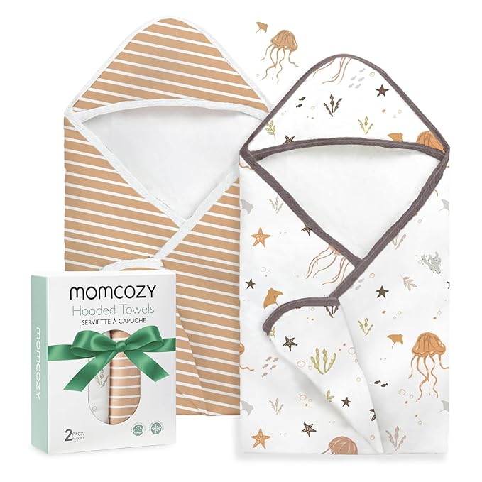Momcozy Baby Towel with Hooded-2 Pack Soft Bath Towel Set-Shower Gifts or Bath by Momcozy