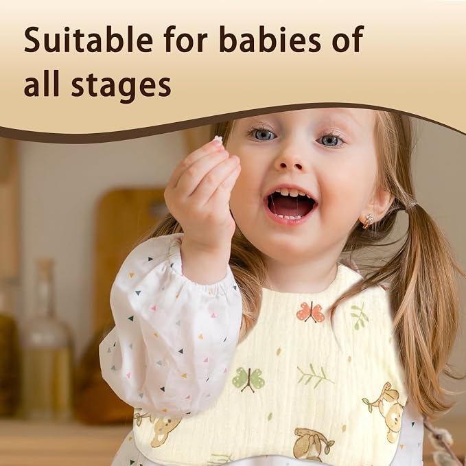 Baby Bibs Muslin Bibs for Baby Girl Boy for Drooling and Teething 10 Pack - Image 6