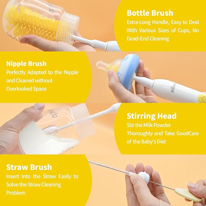 Electric Bottle Brush Cleaner New Upgrade, Portable Electric Baby Bottle Brush - Image 4