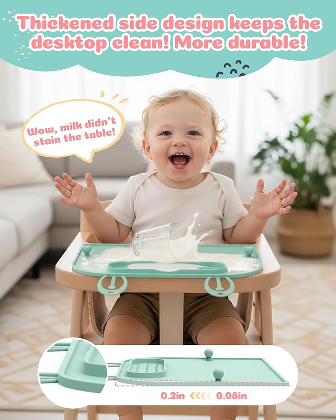 2Pack Silicone Placemats for Baby&Kid, Stain-Proof Non-Slip Baby Place Mat for - Image 8