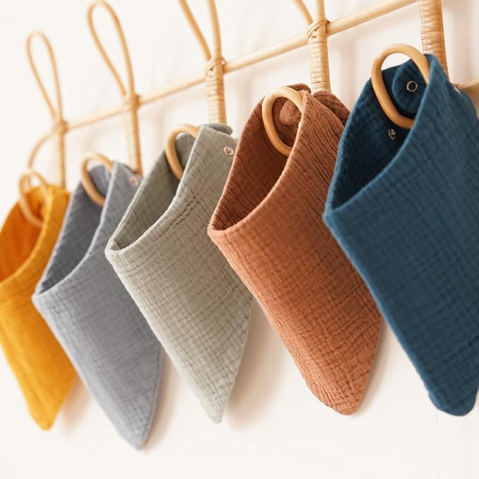 Konssy 8-Pack Muslin Baby Bibs, Absorbent Bandana Drool, 100% Cotton Unisex - Image 7