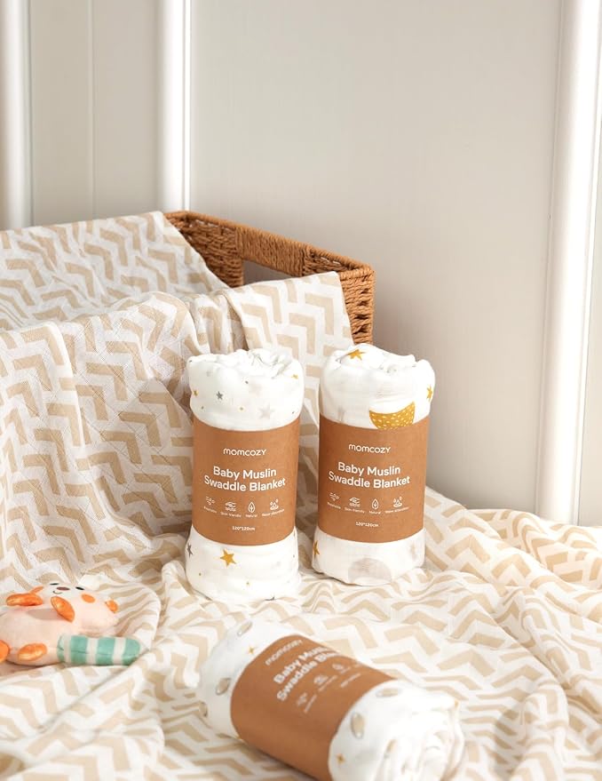 Momcozy Muslin Swaddle Blankets, Ultra Soft Neutral Baby Essentials Must Haves - Image 8