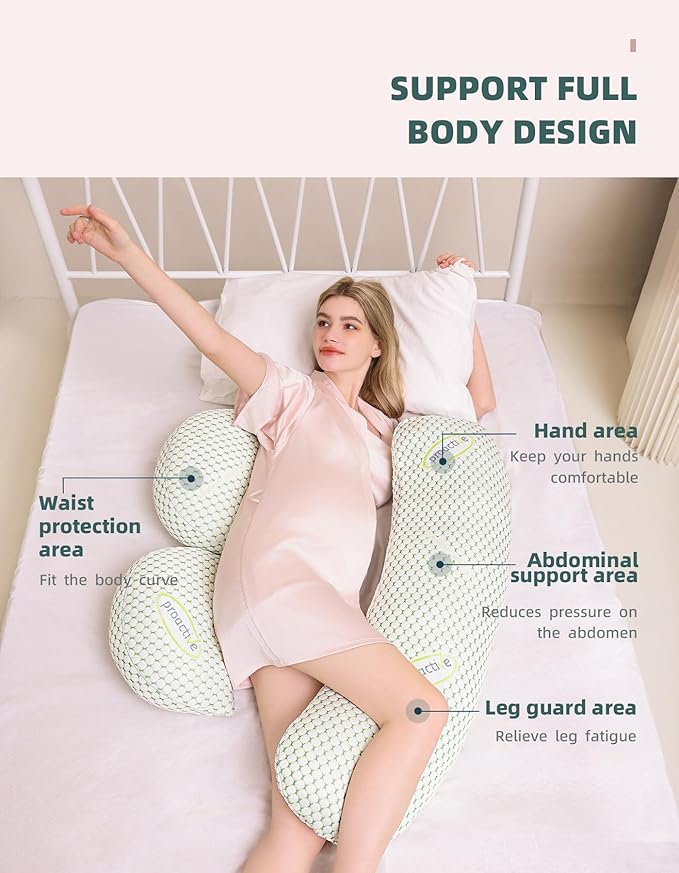 Pregnancy Pillow for Pregnant Women, Soft Pregnancy Body Pillow, Support for - Image 3