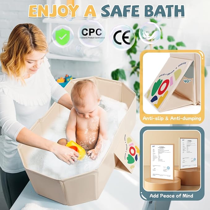 Orzbow Collapsible Baby Bathtub, Toddler Bathtub - Image 6