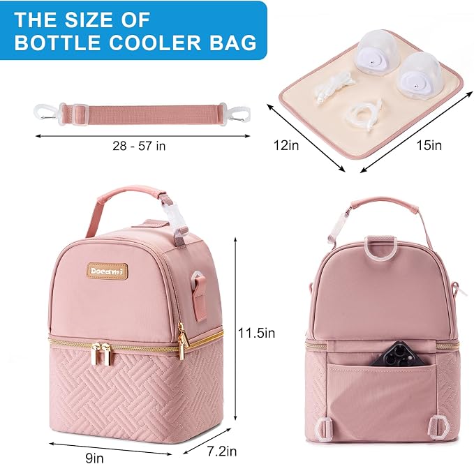 Breastmilk Cooler Bag with Ice Pack & Mat Fit 6 Bottles Up to 9 Ounce, Breast - Image 5