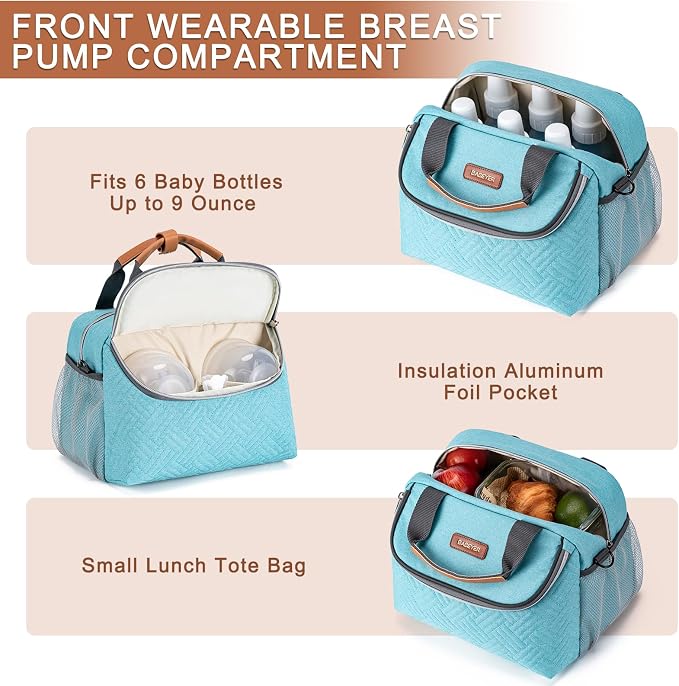 Breastmilk Cooler Bag with Ice Pack Fits 6 Baby Bottles up to 9 Ounce, Wearable - Image 3