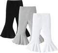SOBOWO Baby Girl Flare Pants 3 Pack Toddler Solid Ribbed Ruffle Bell Bottoms by SOBOWO