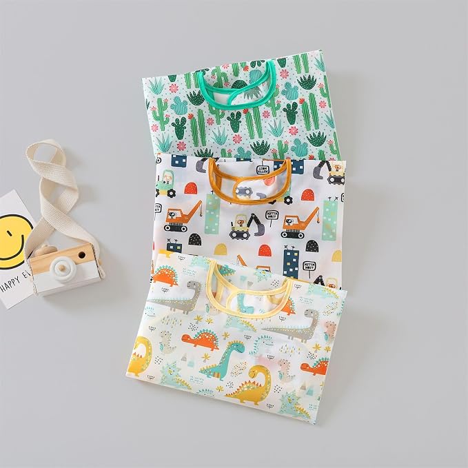 3 Pcs Waterproof Long Sleeves Baby Bibs Weaning Smock Bib 3-24 Months - Image 4
