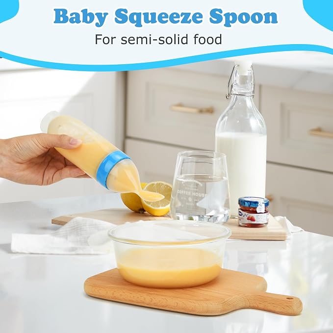 WAJIAYON Baby Food Feeder 4 Pack Silicone Baby Food Dispensing Spoon-3 oz - Image 5