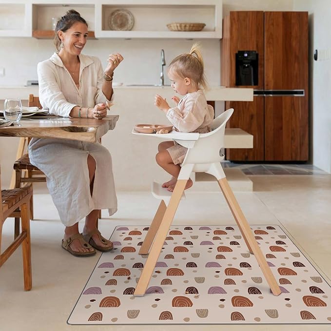 Blissful Diary Baby Splat Mat for Under High Chair, 50.4 x 50.4 Inch Wipeable - Image 4