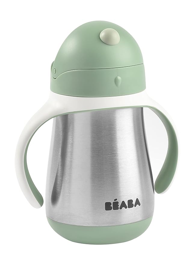 Beaba Stainless Steel Straw Sippy Cup, Insulated Toddler Cups Spill Proof - Image 3