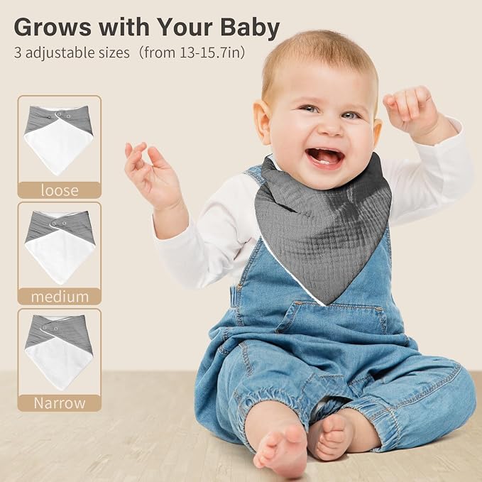 Muslin Baby Bibs, Soft Triangular Baby Bandana Drool Bibs - Image 5