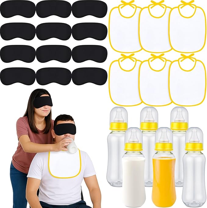 Leinuosen 24 Pcs Baby Shower Blindfold Feeding Game Set Include 6 Plastic Chug by Leinuosen