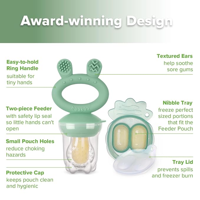 Haakaa Baby Fruit Food Feeder & Mini Freezer Nibble Tray Combo, Breastmilk - Image 4