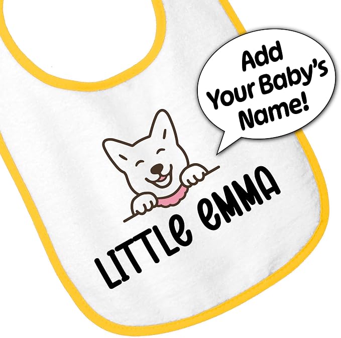 Personalized Baby Bib – Soft Cotton Terry, Cute Jindo Dog Design - Image 3