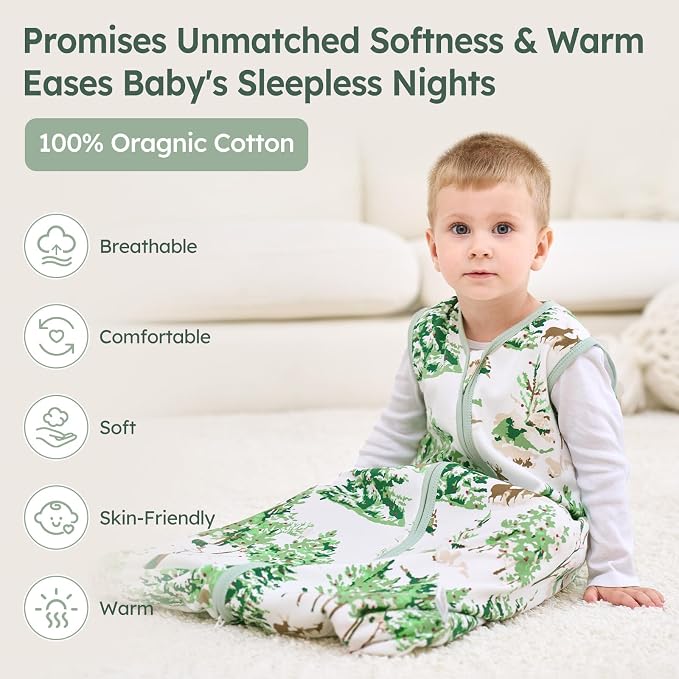 Baby Sleep Sack 6-12 Months 100% Cotton Lightweight 0.5 TOG Wearable Blanket - Image 2