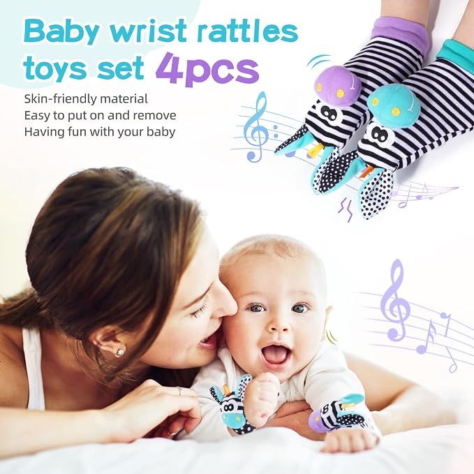 Baby Rattle 0-6 Months, Infant Rattle Socks Toys, Soft Newborn Sensory Toys - Image 2