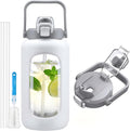 72oz Glass Water Bottle with 2-IN-1 Straw &Chug Lid, Large Motivational Glass by NOLOGLAZIC