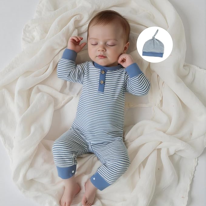 Kuriozud Newborn Infant Unisex Baby Boy Girl Clothes Button Romper Jumpsuit - Image 2