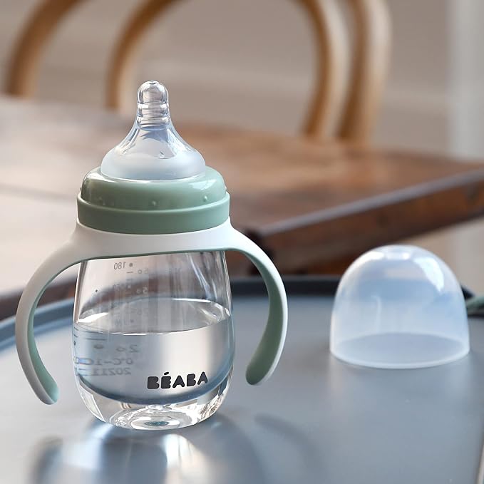 BEABA 2-in-1 Baby Bottle to Transition Sippy Cup, No Spill Sippy Cup, Includes - Image 6