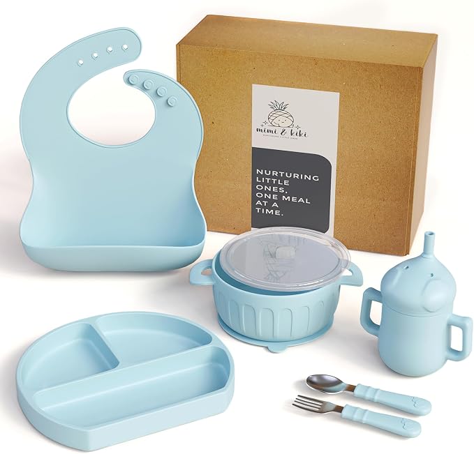 mimi & kiki BPA-Free Silicone Baby Feeding Set, Baby Plates and Bowls Set - Image 8