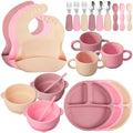 24 Pack Silicone Baby Feeding Set Baby LED Weaning Supplies Includes Suction by Yinder
