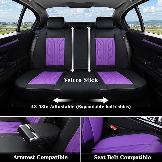 Coverado Car Seat Covers Full Set, Car Seat Protectors Leather Seat Covers - Image 6