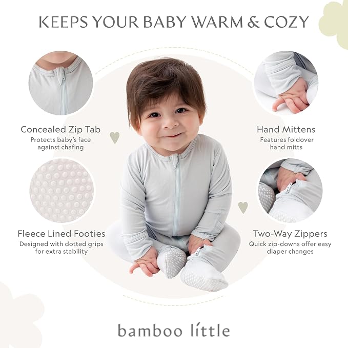 Bamboo Little Soft Baby Footie Pajamas, Baby Clothes, Newborn Sleepers - Image 2