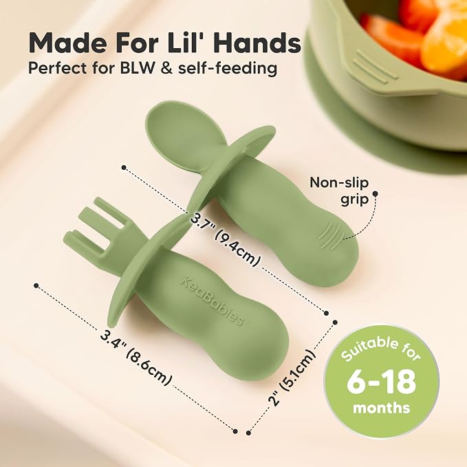 KeaBabies 4-Pack Silicone Baby Spoons and Forks Set - Image 3