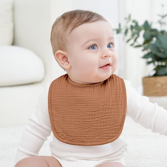 100% Cotton Muslin Baby Bibs 10-Pack Baby Drool Bibs - Image 4