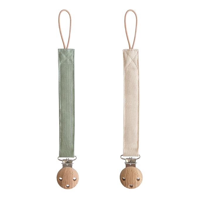 mushie Linen Baby Pacifier Clip Holder | Soft Fabric Strap by mushie