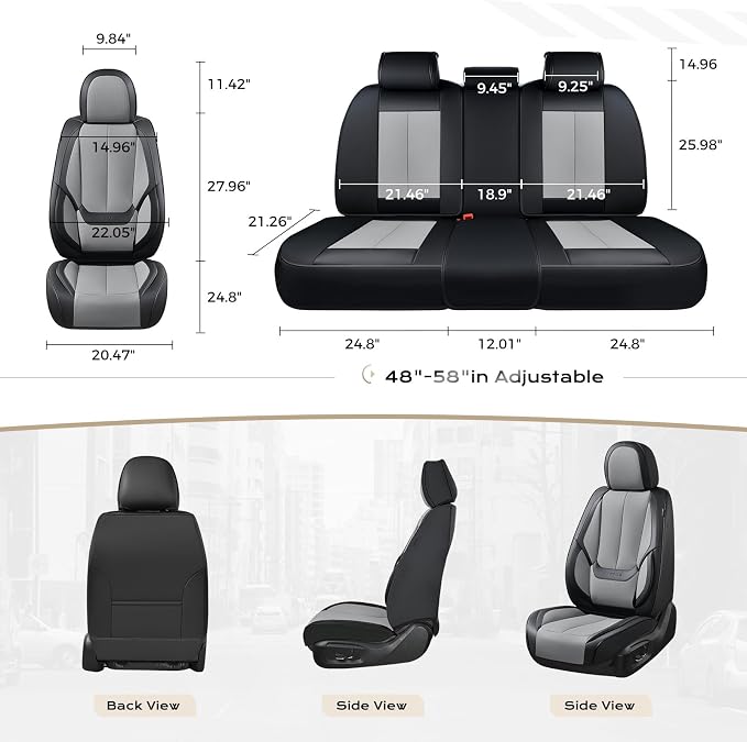 Coverado Car Seat Covers Full Set, Car Seat Protector Waterproof, Nappa Leather - Image 6