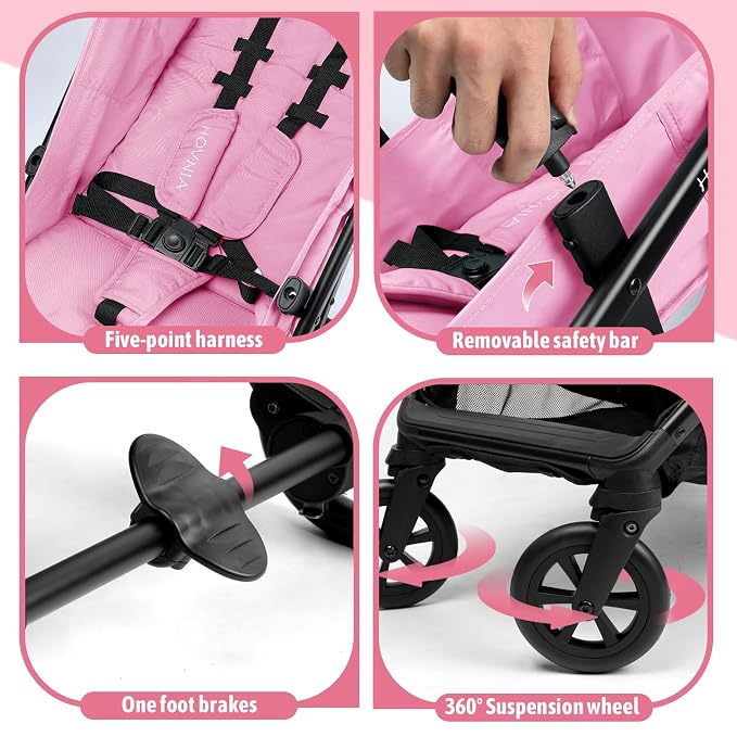 Lightweight Stroller, One-Hand Fold Compact Travel Stroller from Birth to 55 lbs - Image 4