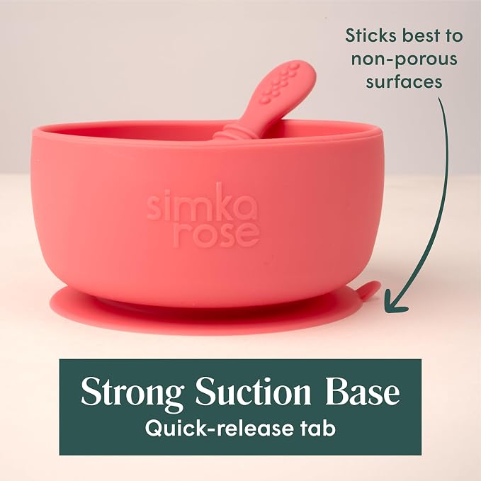 Simka Rose Baby Bowl and Spoon Set, Suction Bowls - Image 4