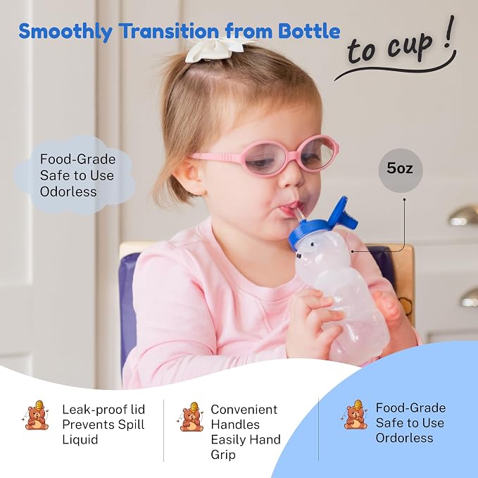TalkTools Honey Bear Straw Cup, Dishwasher Safe Baby Drinking Bottle, Premium - Image 6