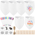 NACHLYNN 37 Pcs White Baby Bibs Baby Shower Games Set Including 6 Blank Baby by Createyourownlifestory