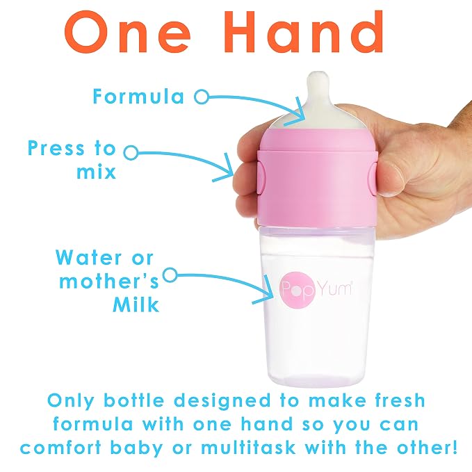 PopYum 9 oz Pink Anti-Colic Formula Making/Mixing/Dispenser Baby Bottles - Image 2