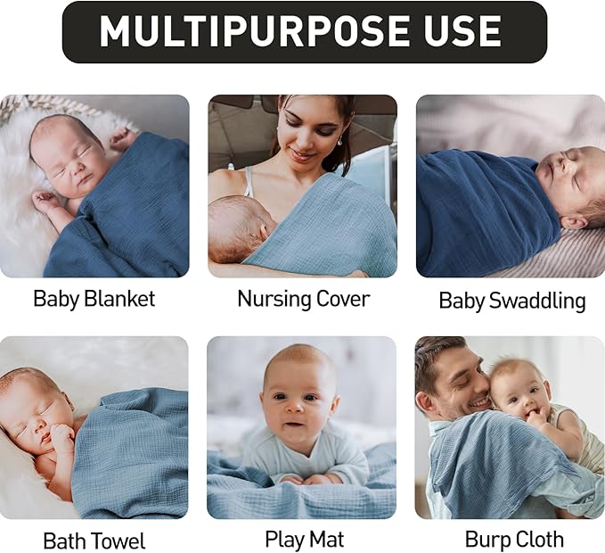 GLLQUEN BABY Muslin Swaddle Blankets, Breathable Swaddle Wrap - Image 4