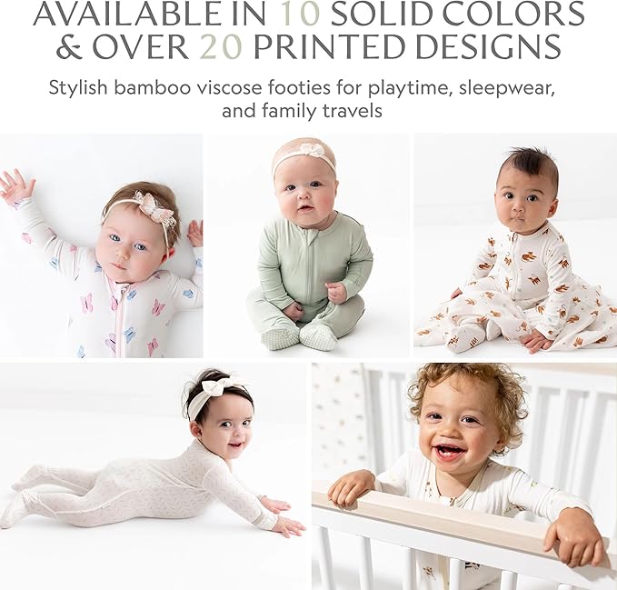 Bamboo Little Soft Baby Footie Pajamas, Baby Clothes, Newborn Sleepers - Image 5
