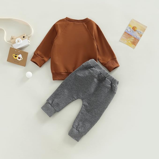 Toddler Baby Boy Clothes Solid Color Long Sleeve Crewneck Sweatshirt Top Casual - Image 7