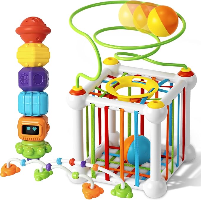 Montessori Sensory Cube for Toddlers 18 Months + | Educational Activity Center by FUNTOYSEXCITINGMOMENTS