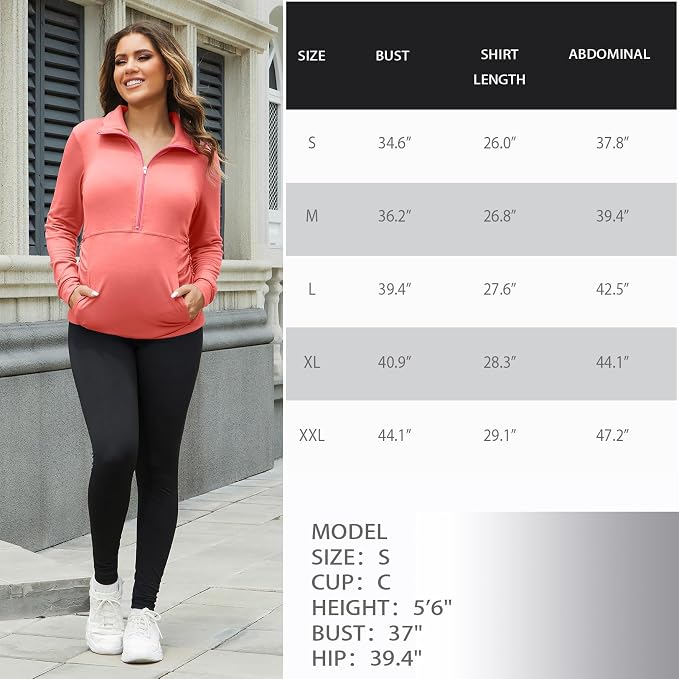 GINKANA Maternity Women's Long Sleeve Shirt Half Zipper Lapel Lightweight - Image 7