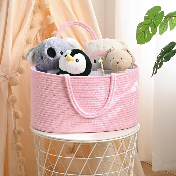 Baby Diaper Caddy Organizer, Cotton Rope Diaper Basket, Baby Basket - Image 8