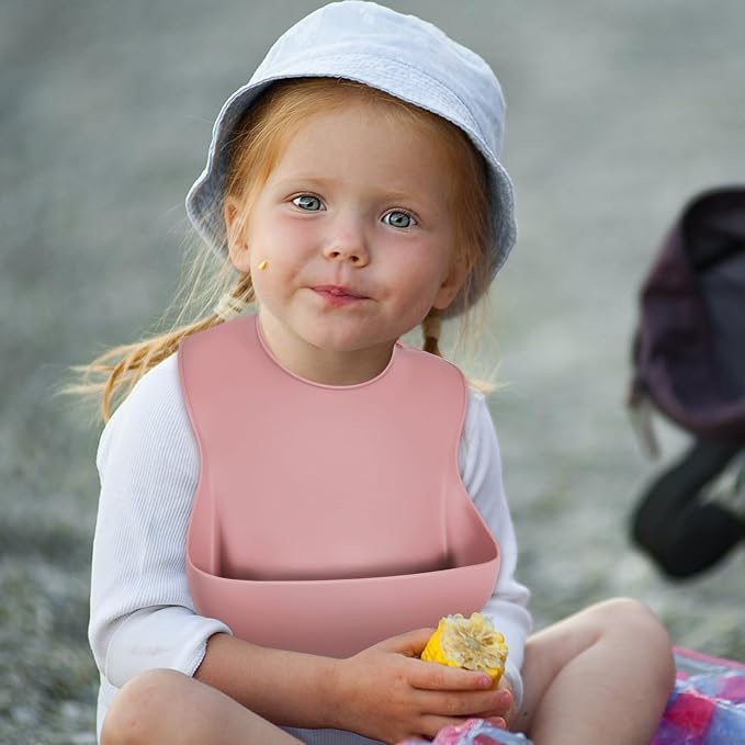 Silicone Bibs for Babies Toddler Set of 3, BPA Free, Soft Adjustable Waterproof - Image 6