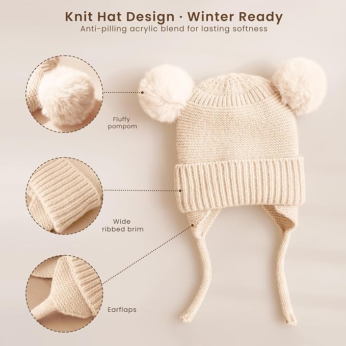 Konssy 2 Pack Baby Winter Hat - Image 3